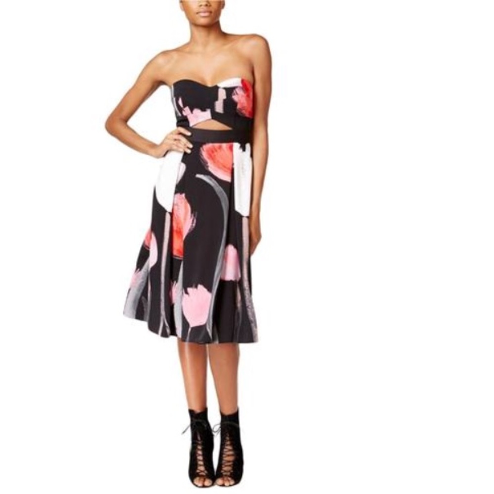 Rachel Roy floral box pleated casual dress